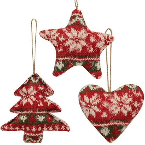 Cwi Gifts Red Green Nordic Sweater Ornament 3 Assorted Pack Of 3 Gadc4387