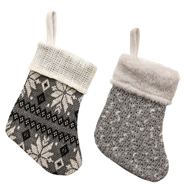 Cwi Gifts Gray White Mini Stocking 2 Assorted Pack Of 2 Gadc4404