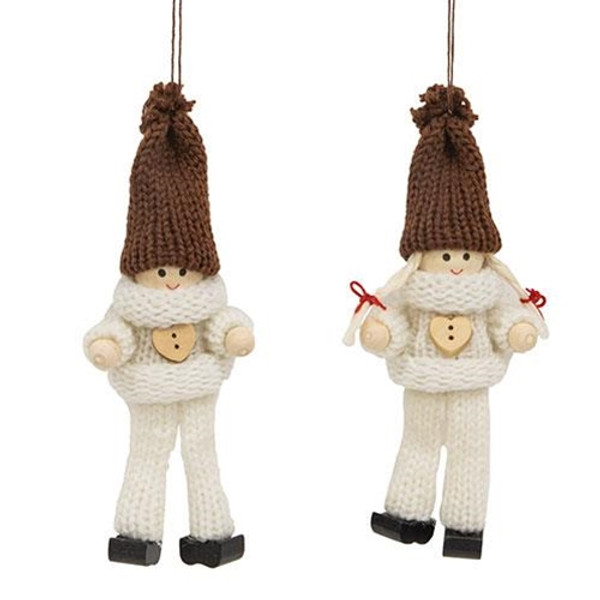 Cwi Gifts Mini Ivory Heart Wooden Doll Ornament 2 Assorted Pack Of 2 Gadc5172