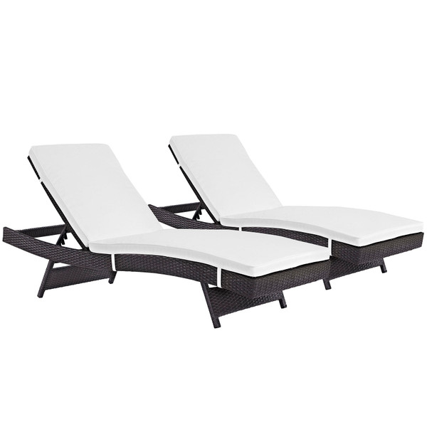 Convene Chaise Outdoor Patio Set Of 2 Espresso White Eei 2428 Exp Whi Set By Modway