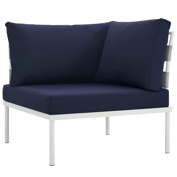 Harmony Outdoor Patio Aluminum Corner Sofa Eei 2601 Whi Nav By Modway Furniture