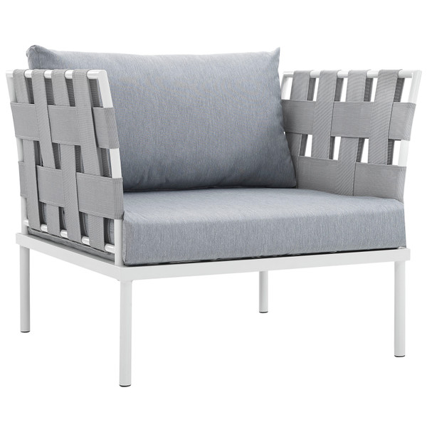 Harmony Outdoor Patio Aluminum Armchair Eei 2602 Whi Gry By Modway Furniture