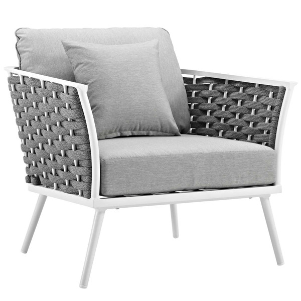 Stance Outdoor Patio Aluminum Armchair Eei 3054 Whi Gry By Modway