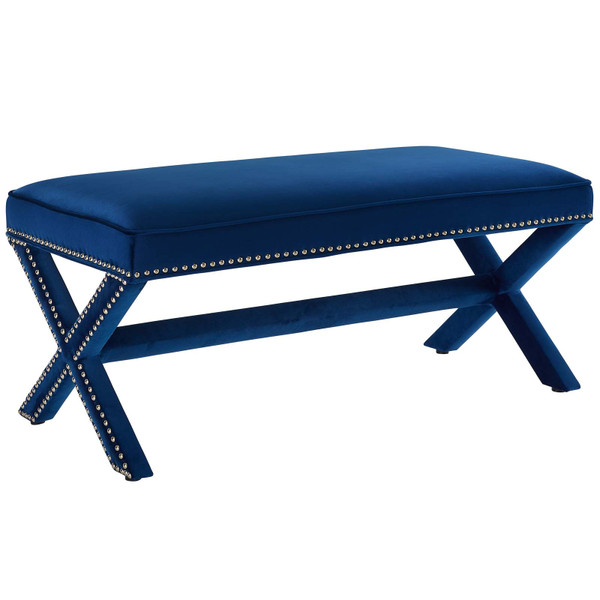 Rivet Upholstered Velvet Bench Eei 3067 Nav By Modway