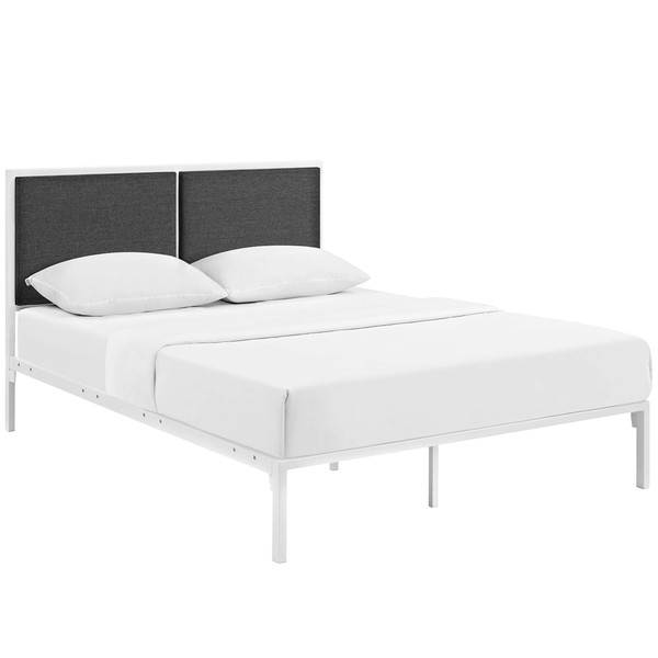 Della King Fabric Bed White Gray Mod 5463 Whi Gry By Modway Furniture
