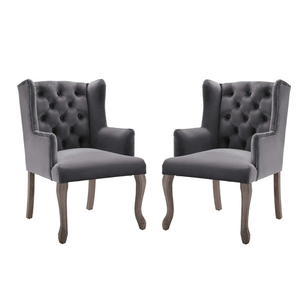 Realm Armchair Performance Velvet Set Of 2 Eei 4292 Gry By Modway
