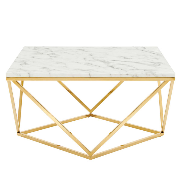 Modway Vertex Gold Metal Stainless Steel Coffee Table Eei 4207 Gld Whi