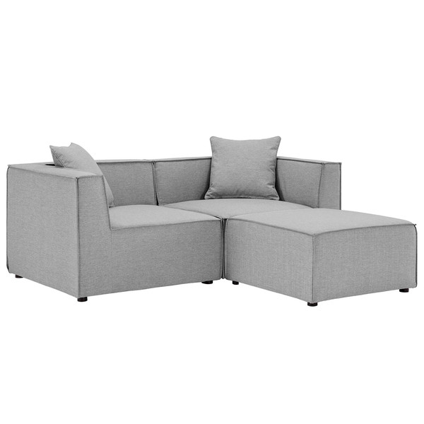 Modway Saybrook Outdoor Patio Upholstered Loveseat And Ottoman Set Eei 4378 Gry