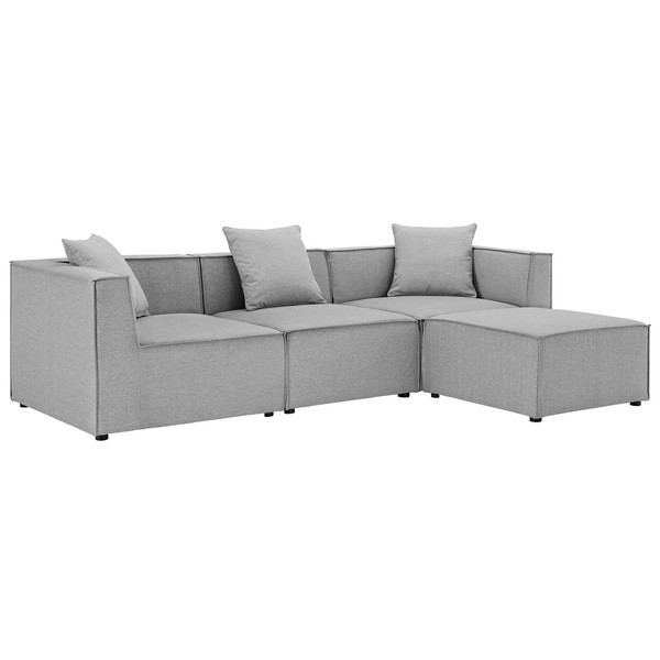 Modway Saybrook Outdoor Patio Upholstered 4 Piece Sectional Sofa Eei 4380 Gry