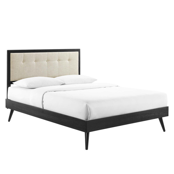 Modway Willow King Wood Platform Bed With Splayed Legs Mod 6638 Blk Bei