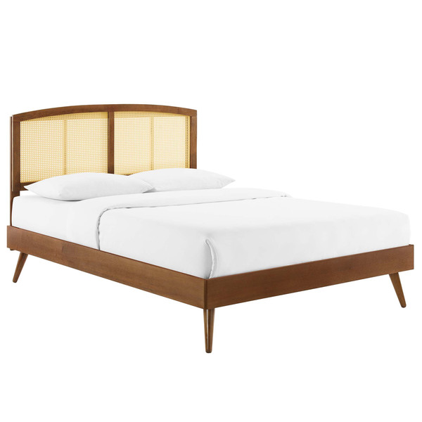 Modway Sierra Cane And Wood Full Platform Bed With Splayed Legs Mod 6700 Wal