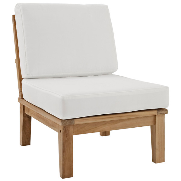 Modway Marina Armless Outdoor Patio Teak Sofa Eei 1150 Nat Whi Set