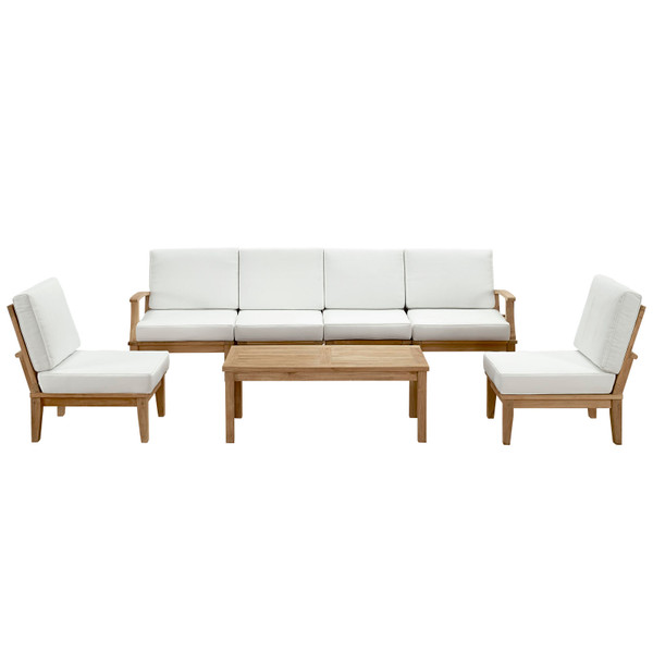 Modway Marina 7 Piece Outdoor Patio Teak Sofa Set Eei 1481 Nat Whi Set
