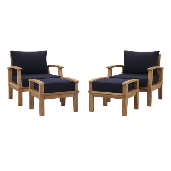 Modway Marina 4 Piece Outdoor Patio Teak Set Eei 1537 Nat Nav Set