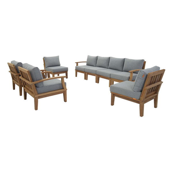 Modway Marina 8 Piece Outdoor Patio Teak Set Eei 1817 Nat Gry Set