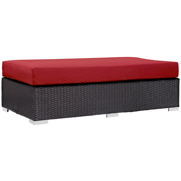 Modway Convene Outdoor Patio Fabric Rectangle Ottoman Eei 1847 Exp Red