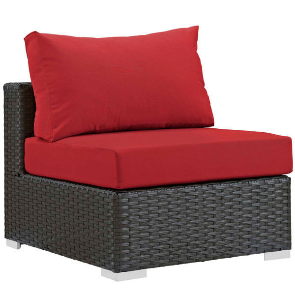 Modway Sojourn Armless Outdoor Patio Wicker Rattan Sunbrella Sectional Set