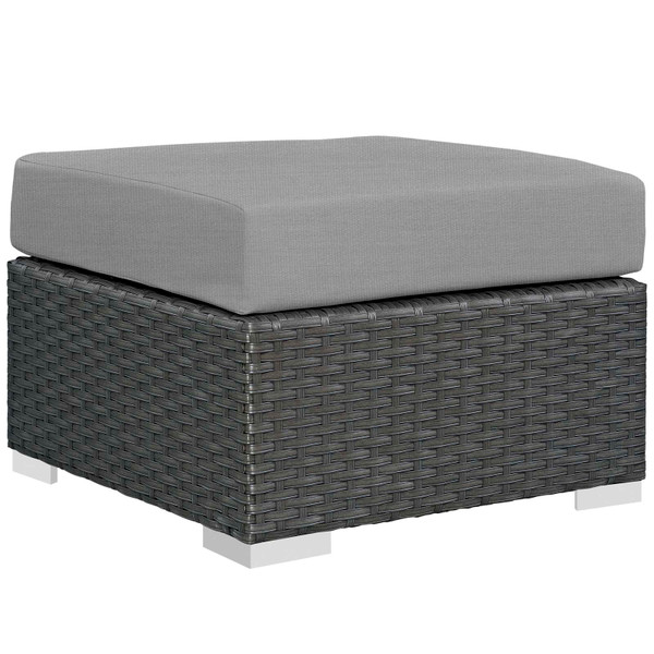 Modway Sojourn Outdoor Patio Wicker Rattan Sunbrella Ottoman Eei 1855 Chc Gry