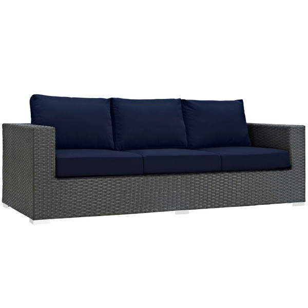 Modway Sojourn Outdoor Patio Sunbrella Sofa Chocolate Navy Eei 1860 Chc Nav