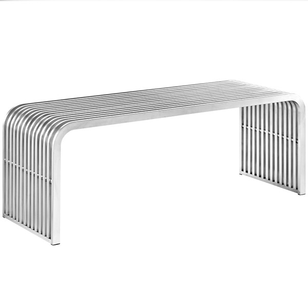 Modway Pipe Stainless Steel Bench Silver Eei 2102 Slv