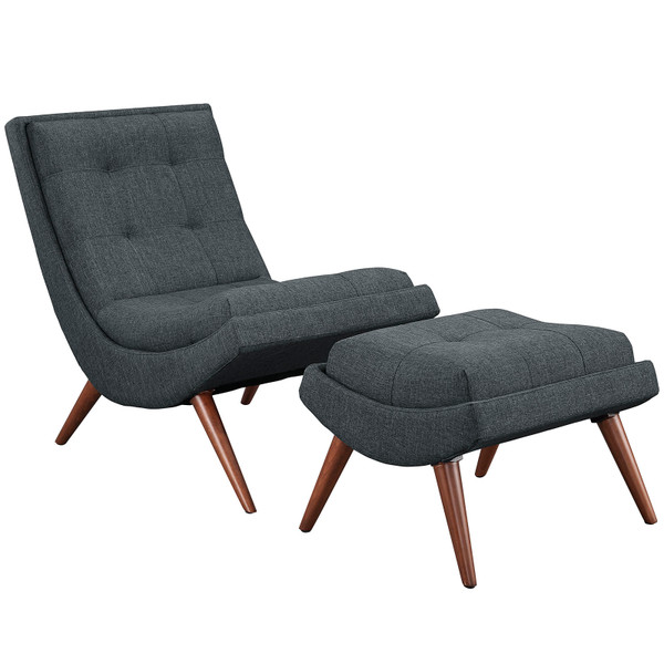 Modway Ramp Fabric Lounge Chair And Ottoman Set Gray Eei 2143 Gry