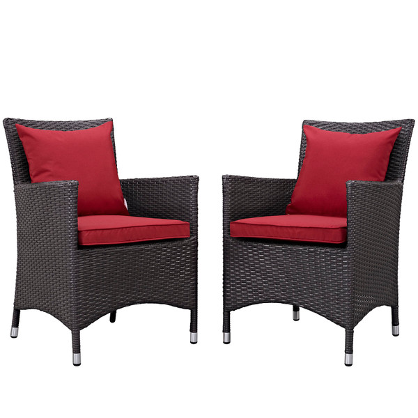 Modway Convene 2 Piece Outdoor Patio Dining Chairs Eei 2188 Exp Red Set