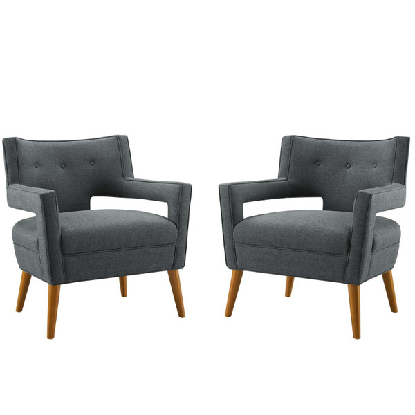 Modway Sheer Upholstered Fabric Armchair Set Of 2 Eei 4082 Gry
