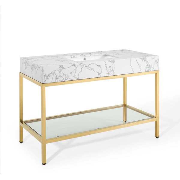 Modway Kingsley 50 Gold Stainless Steel Bathroom Vanity Eei 3999 Gld Whi
