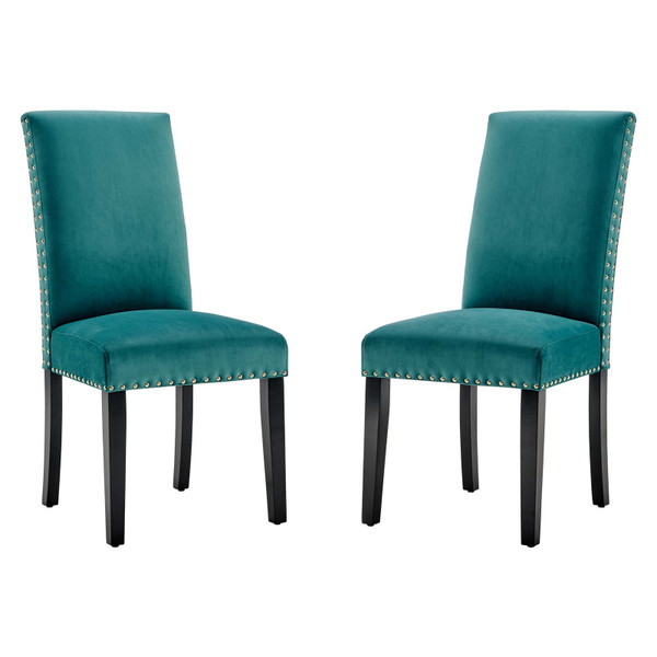 Modway Parcel Performance Velvet Dining Side Chairs Set Of 2 Eei 3779 Tea