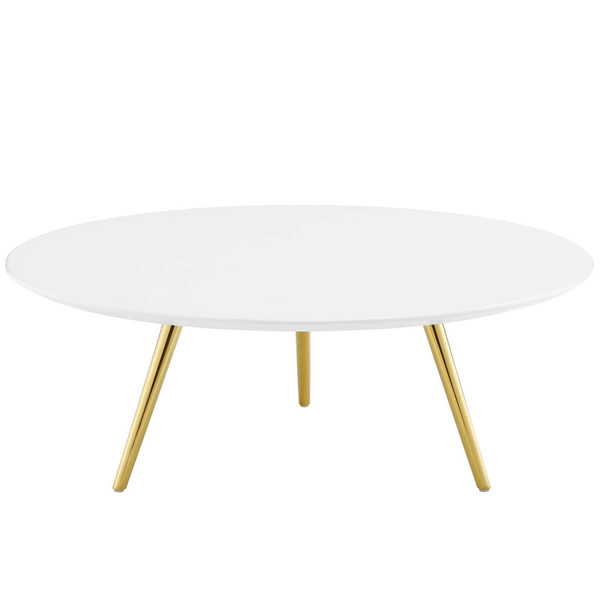 Modway Lippa 40 Round Wood Top Coffee Table With Tripod Base Eei 3670 Gld Whi