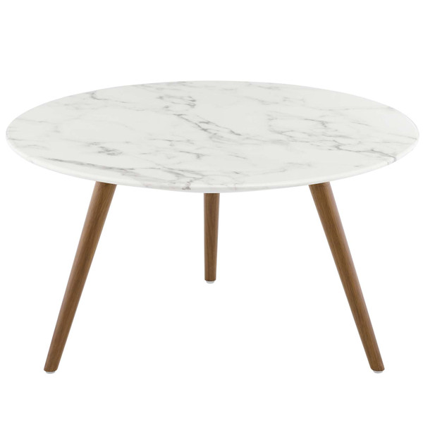 Modway Lippa 28 Round Artificial Marble Coffee Table With Tripod Base Eei 3660 Wal Whi
