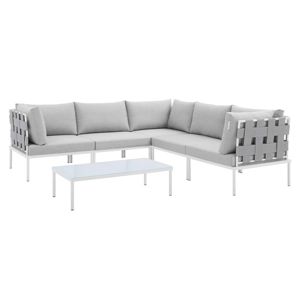 Modway Harmony 6 Piece Sunbrella Outdoor Patio Aluminum Sectional Sofa Set Eei 4929 Gry Gry Set