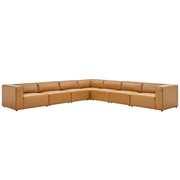 Modway Mingle Vegan Leather 7 Piece Sectional Sofa Eei 4798 Tan