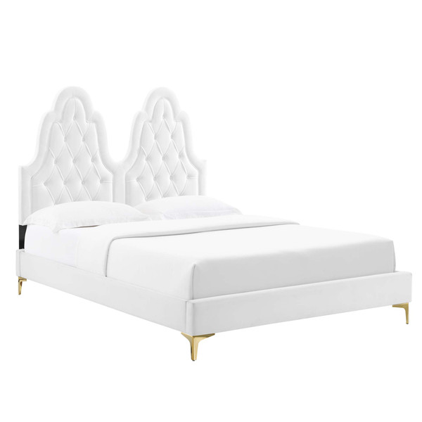 Modway Alexandria Tufted Performance Velvet Twin Platform Bed Mod 6931 Whi