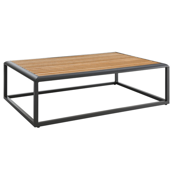 Modway Stance Outdoor Patio Aluminum Coffee Table Gray Natural Eei 3021 Gry Nat