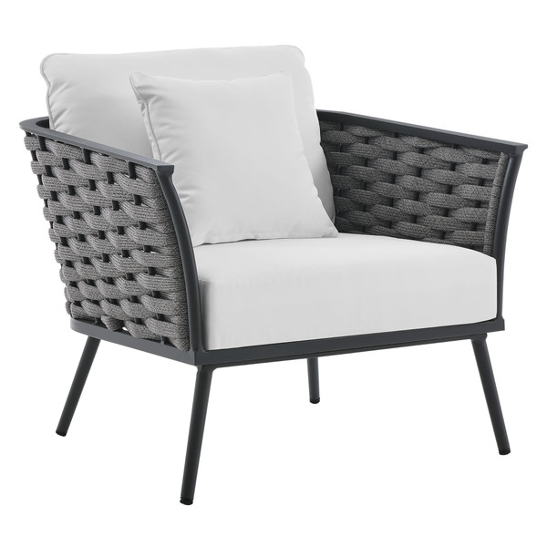 Modway Stance Outdoor Patio Aluminum Armchair Gray White Eei 3054 Gry Whi