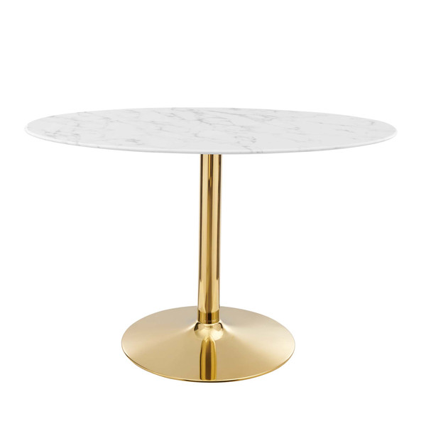 Modway Verne 48 Oval Artificial Marble Dining Table Gold White Eei 4752 Gld Whi