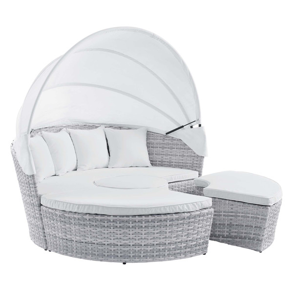 Modway Scottsdale Canopy Sunbrella Outdoor Patio Daybed Light Gray White Eei 4443 Lgr Whi