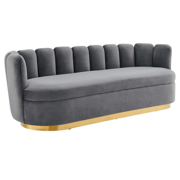 Modway Victoria Channel Tufted Performance Velvet Sofa Gray Eei 5017 Gry