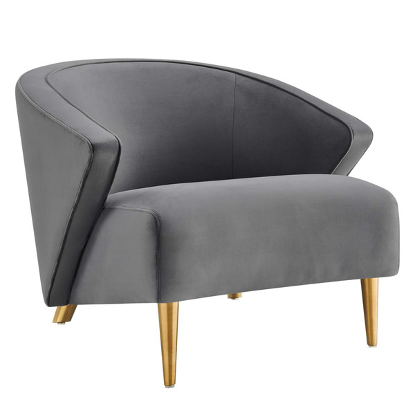 Modway Odyssey Performance Velvet Armchair Gray Eei 5038 Gry