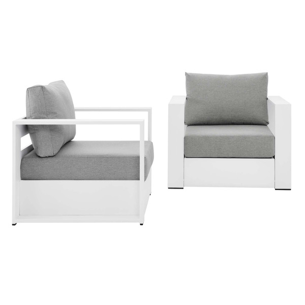 Modway Tahoe Outdoor Patio Powder Coated Aluminum 2 Piece Armchair Set White Gray Eei 5751 Whi Gry