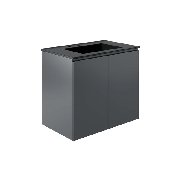 Modway Bryn 30 Wall Mount Bathroom Vanity Gray Black Eei 5778 Gry Blk