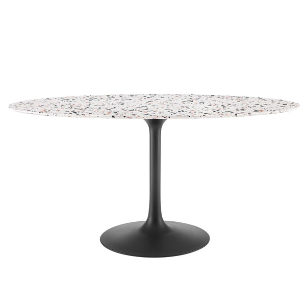 Modway Lippa 60 Oval Terrazzo Dining Table Black White Eei 5737 Blk Whi