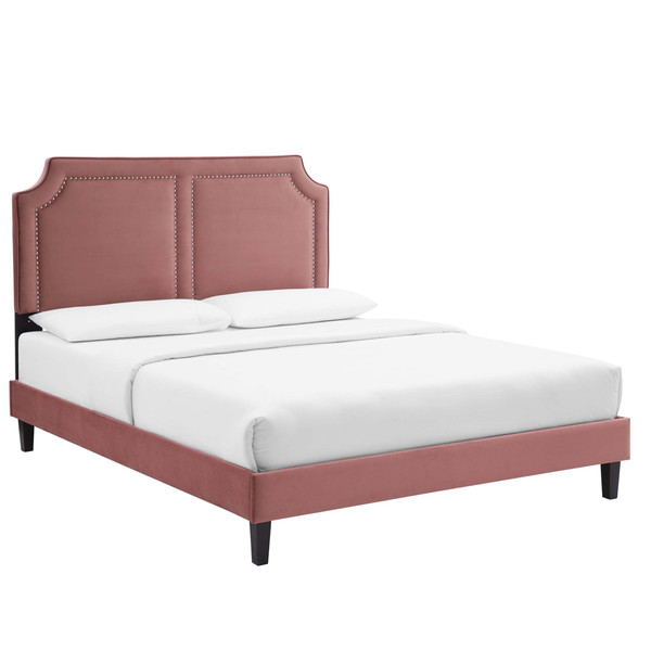 Modway Novi Performance Velvet King Bed Dusty Rose Mod 6843 Dus