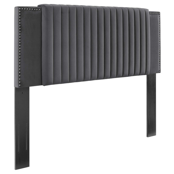 Modway Felicity Channel Tufted Performance Velvet Twin Headboard Charcoal Mod 6661 Cha