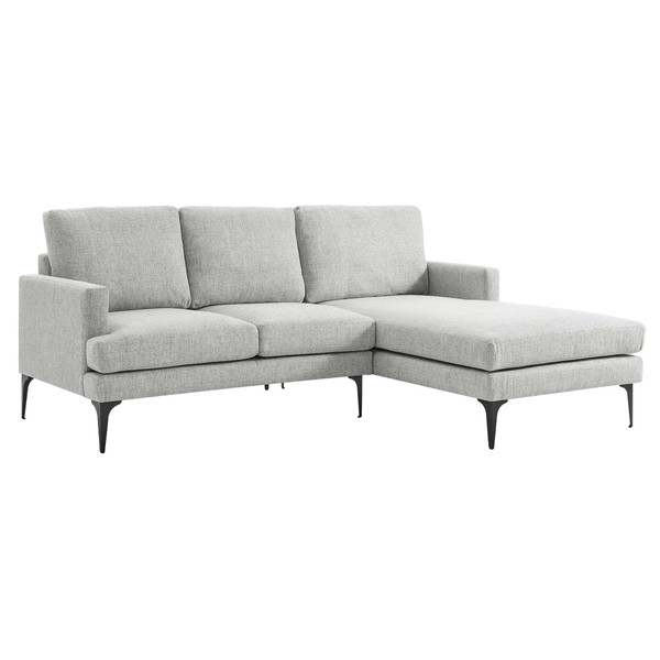 Modway Evermore Right Facing Upholstered Fabric Sectional Sofa Light Gray Eei 6012 Lgr