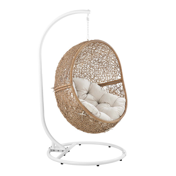 Modway Encase Outdoor Patio Rattan Swing Chair Cappuccino Beige Eei 6262 Cap Bei