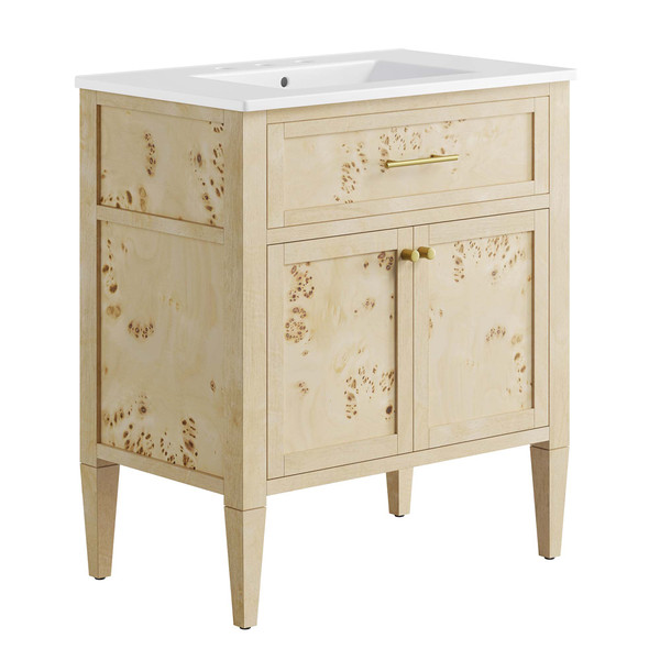 Modway Elysian 30 Wood Bathroom Vanity White Burl Eei 6443 Whi Bur