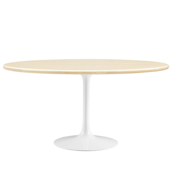 Modway Lippa 60 Oval Artificial Travertine Dining Table Eei 6757 Whi Tra