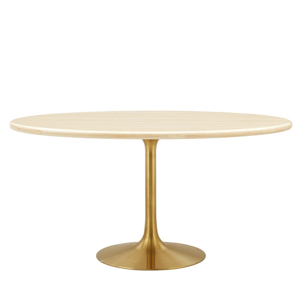 Modway Lippa 60 Oval Artificial Travertine Dining Table Eei 6759 Gld Tra